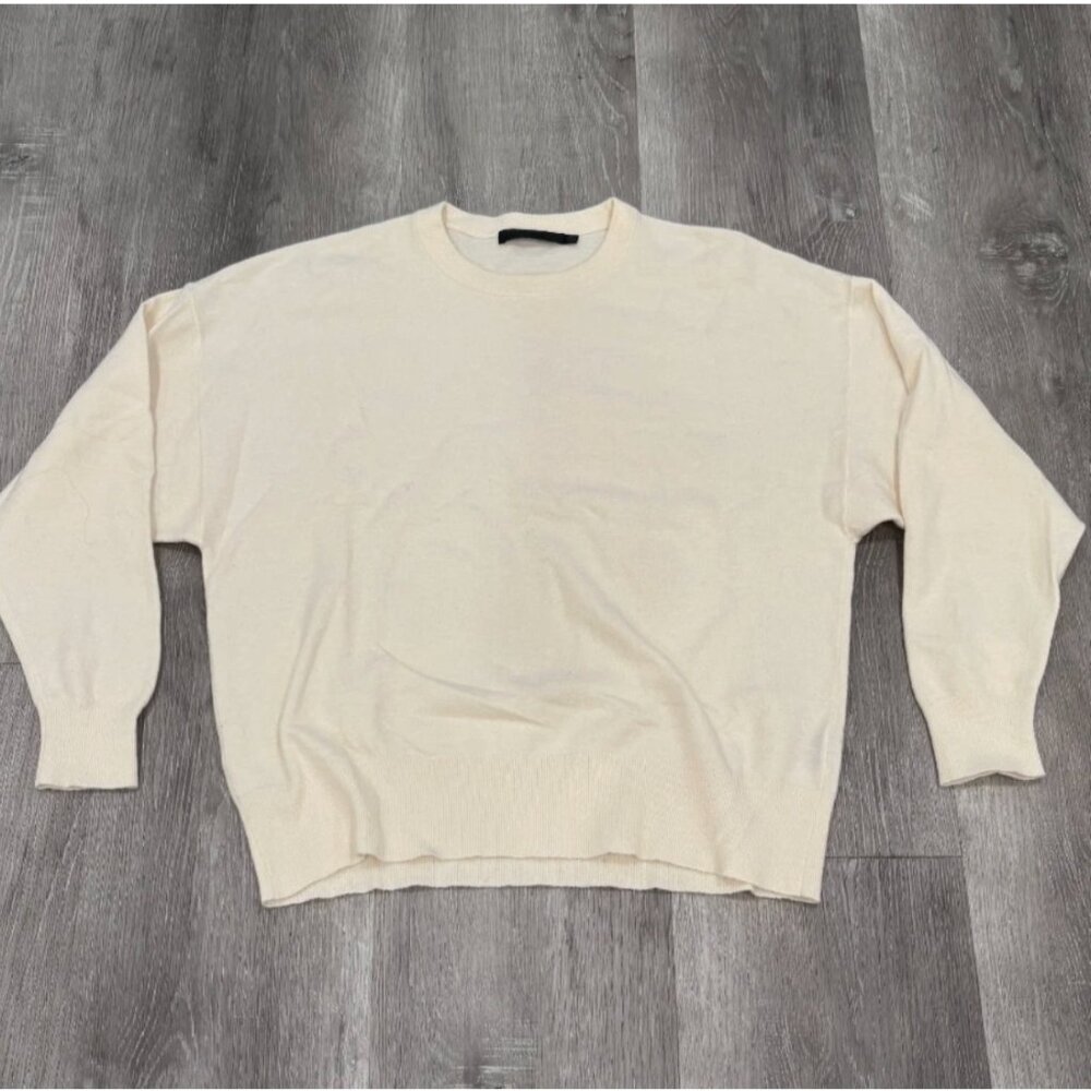 Jenni Kayne Merino Wool Blend Sweater Cream Ivory Crewneck Womens XS